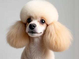 Stylish groomed dog with neatly trimmed fur