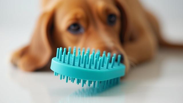 Rubber curry brush ideal for short-coated dogs like Beagles and Labs